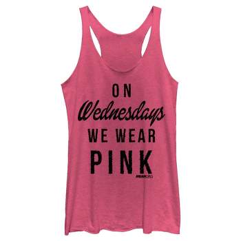 Women's Mean Girls On Wednesdays We Wear Pink Black Racerback Tank Top