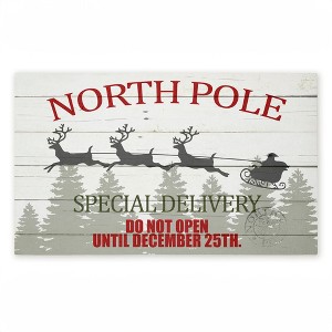Stupell Industries Special Delivery Holiday Sleigh Printed Outdoor Door Mat, design by Kim Allen, 18"x30" - 1 of 4