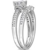 EVERLY JEWELRY | Sterling Silver 1/2 CT TWD Princess & Round Diamond Bridal Ring Set - 2 of 4