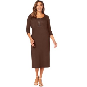 Jessica London Women's Plus Size Knit T-Shirt Dress - 1 of 4