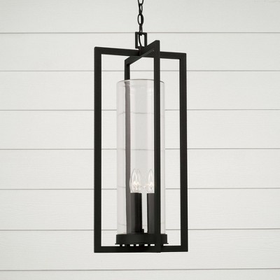 Kent 25-Inch Black Clear Glass Outdoor Hanging Lantern
