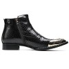 Santimon Men's Western Chelsea Boots Genuine Leather Dress Ankle Boots Black - 3 of 4