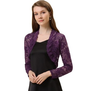 INSPIRE CHIC Women's Elegant Sheer Floral Lace Crop Bolero Shrug - 1 of 4