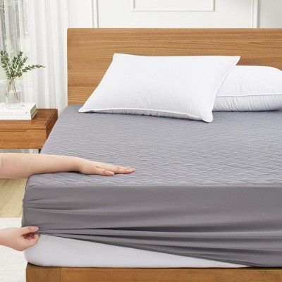 Twin Gray Quilted Waterproof Mattress Protector with Deep Pocket