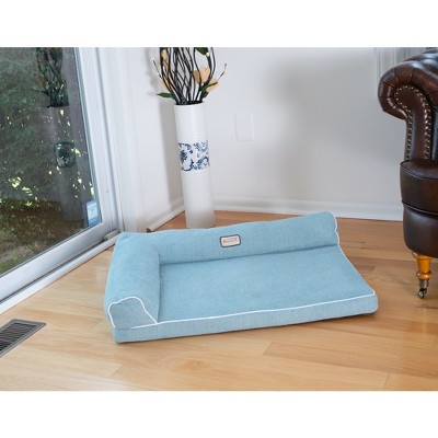 Medium Blue Orthopedic Polyester Pet Bed with Bolster
