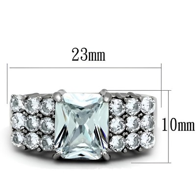 Slickblue Modern Oblong Ring with 10.8mm CZ Stone, Polished Stainless Steel, 8.2g, Women's size 5–10