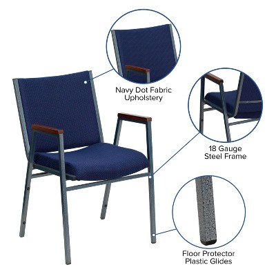 Aliya Heavy Duty Blue Fabric and Steel Stacking Chair with Arms