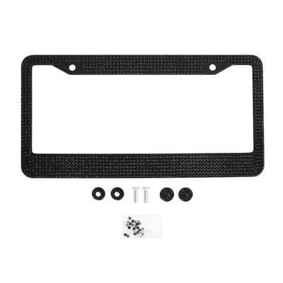 Unique Bargains Stainless Steel License Plate Holder Round Hole Mirror Polished Black