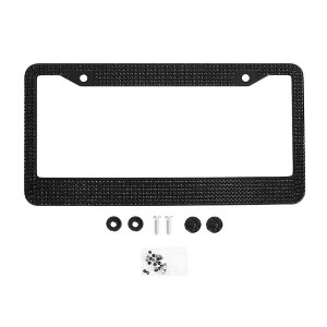Unique Bargains Stainless Steel License Plate Holder Round Hole Mirror Polished Black - 1 of 4