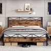 coucheta King Size Bed Frame with Rustic Wood Headboard and Footboard,Platform with Steel Slat Support,No Box Spring Needed,Easy Assembly,Brown - 3 of 4