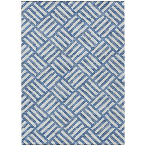 Blue And Ivory Geometric Washable Indoor Outdoor Area Rug - 1 of 4