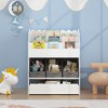 Whisen Kids Bookshelf with Storage Bins and Drawer, Multi-Functional Wooden Book Organizer for Toddlers - White - 3 of 4