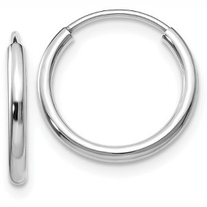 Black Bow Jewelry 1.5mm, 14k White Gold Endless Hoop Earrings, 13mm (1/2 Inch) - 1 of 4