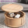 Round Rattan Drum Lift Top Coffee Table End Table Side Table for Living Room Storage Space Natural - 4 of 4