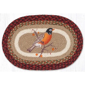 Earth Rugs Robin Bird Braided Jute Oval Placemat 13"x19" - 1 of 3