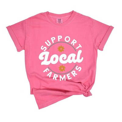 Simply Sage Market Women's Support Local Farmers Flowers Short Sleeve Garment Dyed Tee