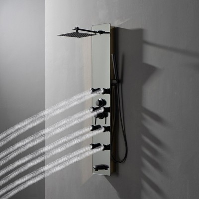 Nickel and Black 8-Jet Multifunction Shower Panel System