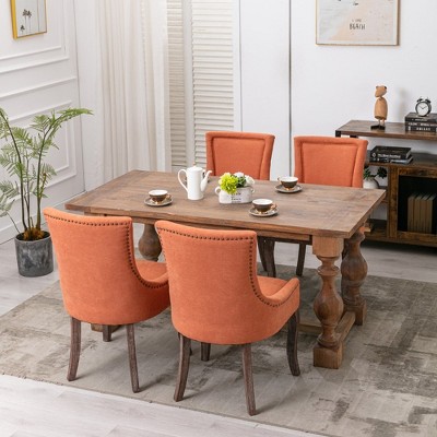 LOVMOR 22.8"Ultra Side Dining Chair, Thickened fabric chairs with neutrally toned solid wood legs,  Set of 2, Beige