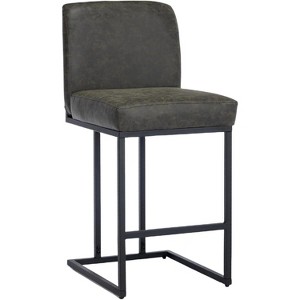 Jojoka Bar Stools,24" Seat High Counter Height Leather Barstools with Back and Metal Frame for Kitchen Island - 1 of 4