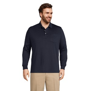 Lands' End Men's Long Sleeve Cotton Supima Polo Shirt with Pocket - 1 of 2