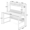 Resenkos Computer Desk, Office Desk, Study Desk,47" Computer Desk, Heavy Duty Writing Desk with Hutch & Bookshelf,White - 3 of 3