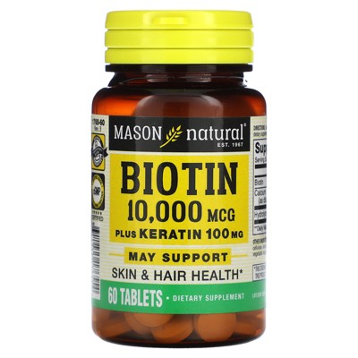 Mason Natural Biotin Plus Keratin, 10,000 mcg, 60 Tablets