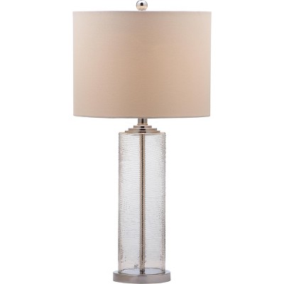 Grant 29" Clear Glass Table Lamp Set with White Cotton Shade