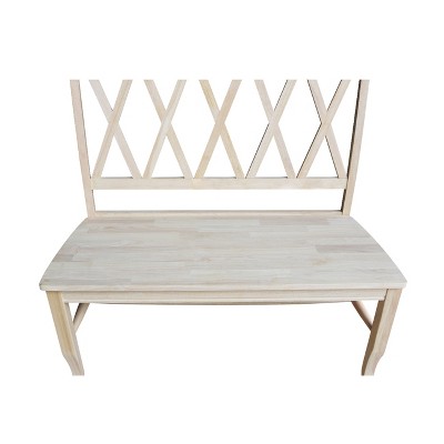 Classic Unfinished Solid Wood Double X-Back Bench