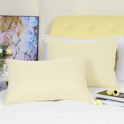 2 Pcs Queen 20"x30" 1800 Series Soft Brushed Microfiber Soft Pillowcase Cream  - PiccoCasa