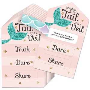 Big Dot of Happiness Trading the Tail For A Veil - Mermaid Bachelorette or Bridal Shower Game Pickle Cards - Truth, Dare, Share Pull Tabs - Set of 12 - 1 of 4