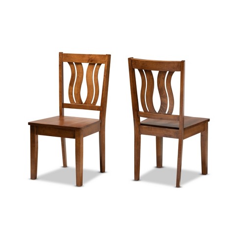 2pc Fenton Wood Dining Chair Set Walnut brown Baxton Studio Target