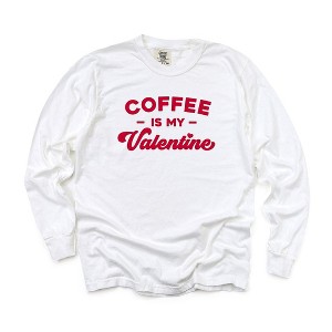 Simply Sage Market Women's Coffee Is My Valentine Long Sleeve Garment Dyed Tee - 1 of 2