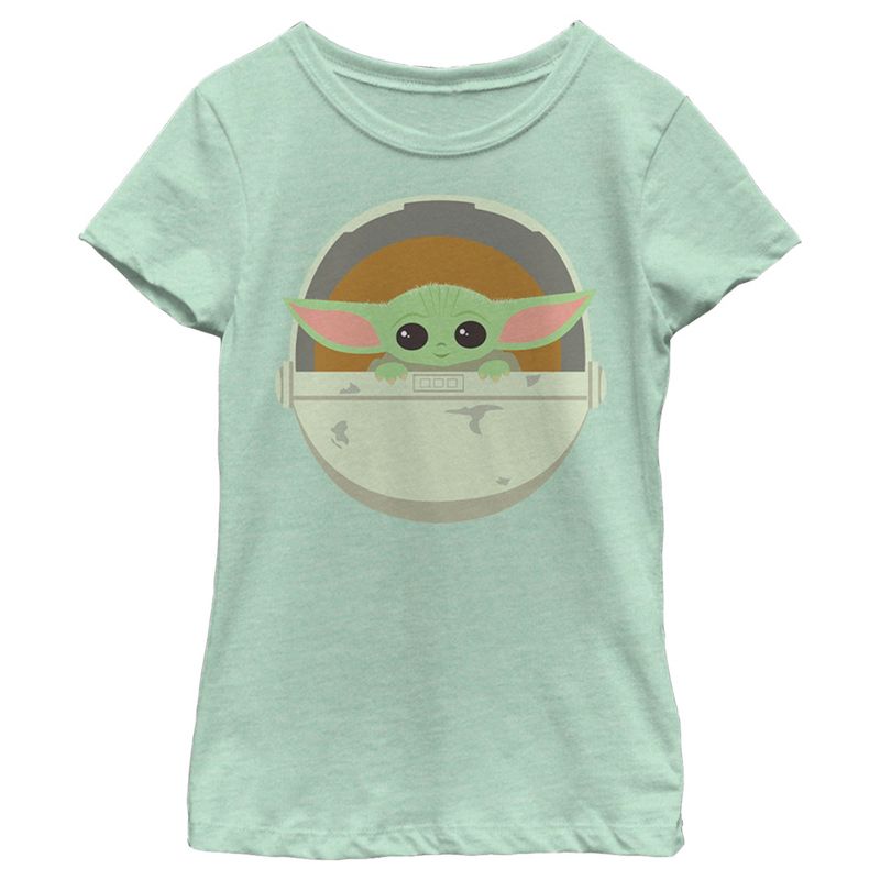 Girl's Star Wars: The Mandalorian Cute Cartoon Grogu Bassinet T-Shirt, 1 of 5