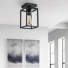 DORESshop 5.51 in. 1-Light Black Farmhouse Industrial Retro Cage Semi Flush Mount with Glass Shade for Living room, Bedroom, Foyer - 3 of 4