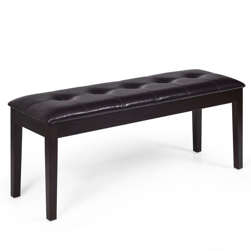 Upholstered PU Dining Room Bench Solid Wood Button Tufted Dining Room Bench, 1 of 11