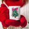 Glitter Christmas Tree Coquette Bow Mug, O Come Let Us Adore Him Holiday Gift (Non-Custom Only)| OrnamentallyYou - 3 of 4