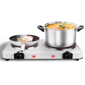 Angel Sar Portable Infrared Dual Hot Plate, 2 Burner Electric Cooktop with Stepless Temp Control 302°F-1022°F, Auto Shut-Off, for Dorms/RV/Camping - 1 of 4