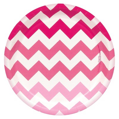 8ct Pink Chevron Dessert Plate