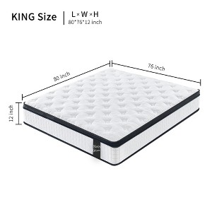 Yinvani 12 Inch Individual Pocket Spring + Memory Foam Hybrid Mattress - 1 of 4
