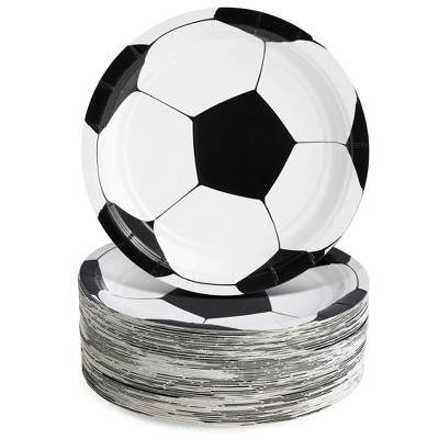 Blue Panda 80 Pack Soccer Paper Plates for Sports Themed Birthday Party Supplies, 7 Inches
