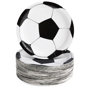 Blue Panda 80 Pack Soccer Paper Plates for Sports Themed Birthday Party Supplies, 7 Inches - 1 of 4