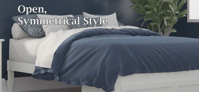 Grey Twin XL Wood Platform Bed with Storage Drawer and USB Charger