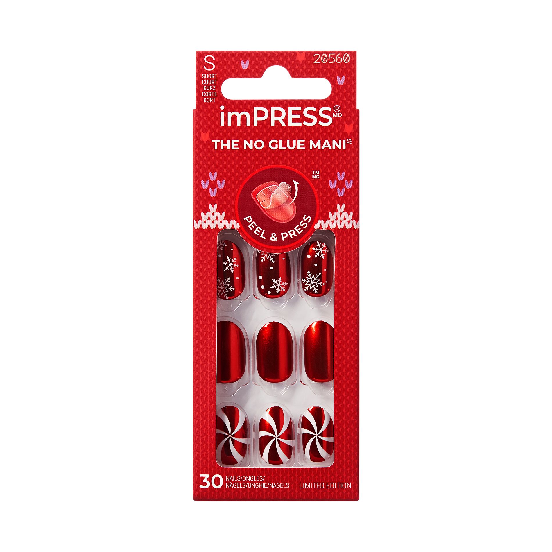 imPRESS Press-On Manicure No Glue Fake Nails - Merry n Bright - 33ct