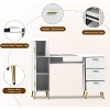 ELECWISH Portable Nail Desk with Drawers, Manicure Table Nail Desk for Nail Teck w/Glass Top and Wrist Rest, Nail Station Desk Metal Handles & Legs - 3 of 4