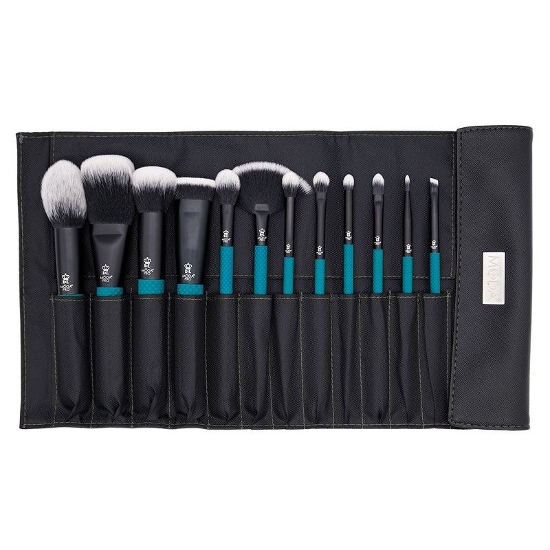 MODA Brush Pro Full Face 13pc Makeup Brush Set with Wrap, Includes Flat Powder, Highlight, and Crease Makeup Brushes, 5 of 18