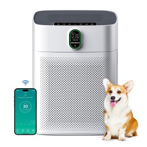 MORENTO Smart Air Purifier for Home & Large Room up to 1076 ft², Wi-Fi and Alexa Compatible, PM2.5 Air Quality Display, HEPA Filters, HY-4866W, White - 1 of 4