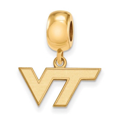 Black Bow Jewelry 14k Yellow Gold Plated Sterling Silver Virginia Tech Hokies NCAA Bead Charm