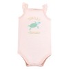 Hudson Baby Infant Girl Cotton Sleeveless Bodysuits, Turtley Adorable - 3 of 4