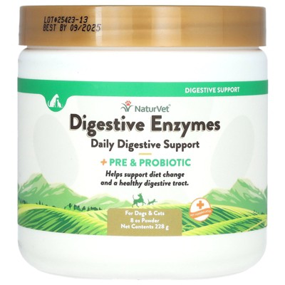 NaturVet Digestive Enzymes + Pre & Probiotic, For Dogs & Cats, 8 oz (228 g)
