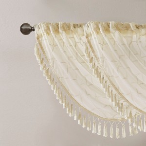 Gracie Mills Cyprian Sheer Allover Diamond Embroidered Waterfall Valance - 1 of 4